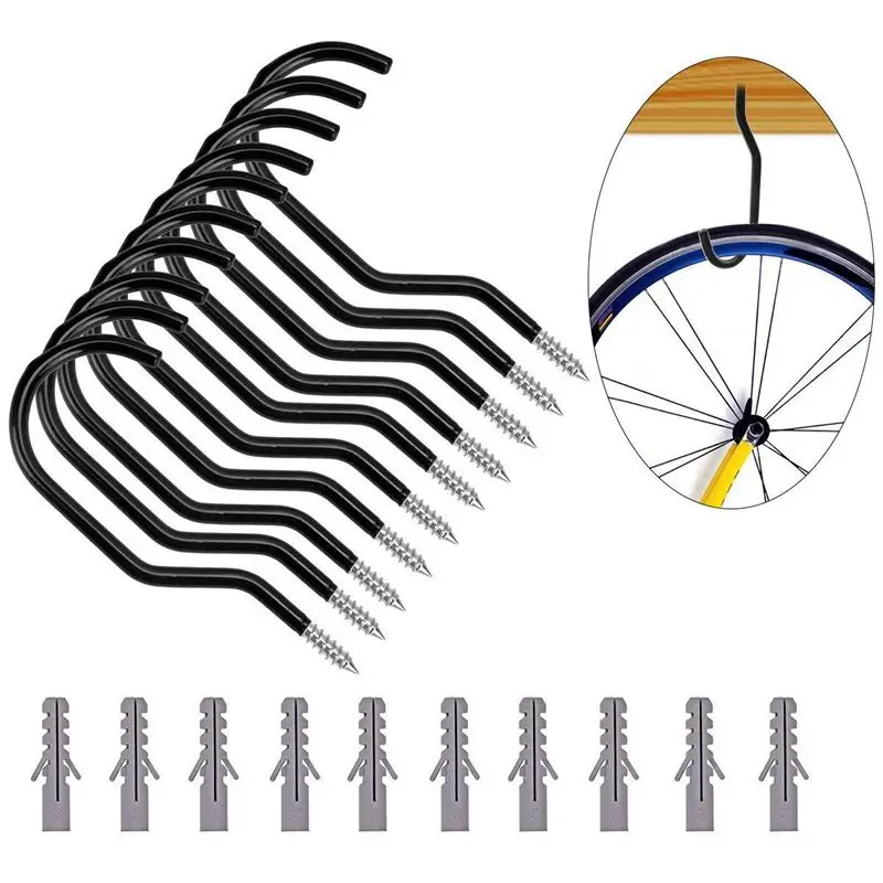 Bike Hook,10 Pack Heavy Duty Bike Hanger Bike Storage Hooks with 10 pack bolts for Garage Wall and Ceiling- Fits All Bike Types
Bike Hook,10 Pack Heavy Duty Bike Hanger Bike Storage Hooks with 10 pack bolts for Garage Wall and Ceiling- Fits All Bike Types