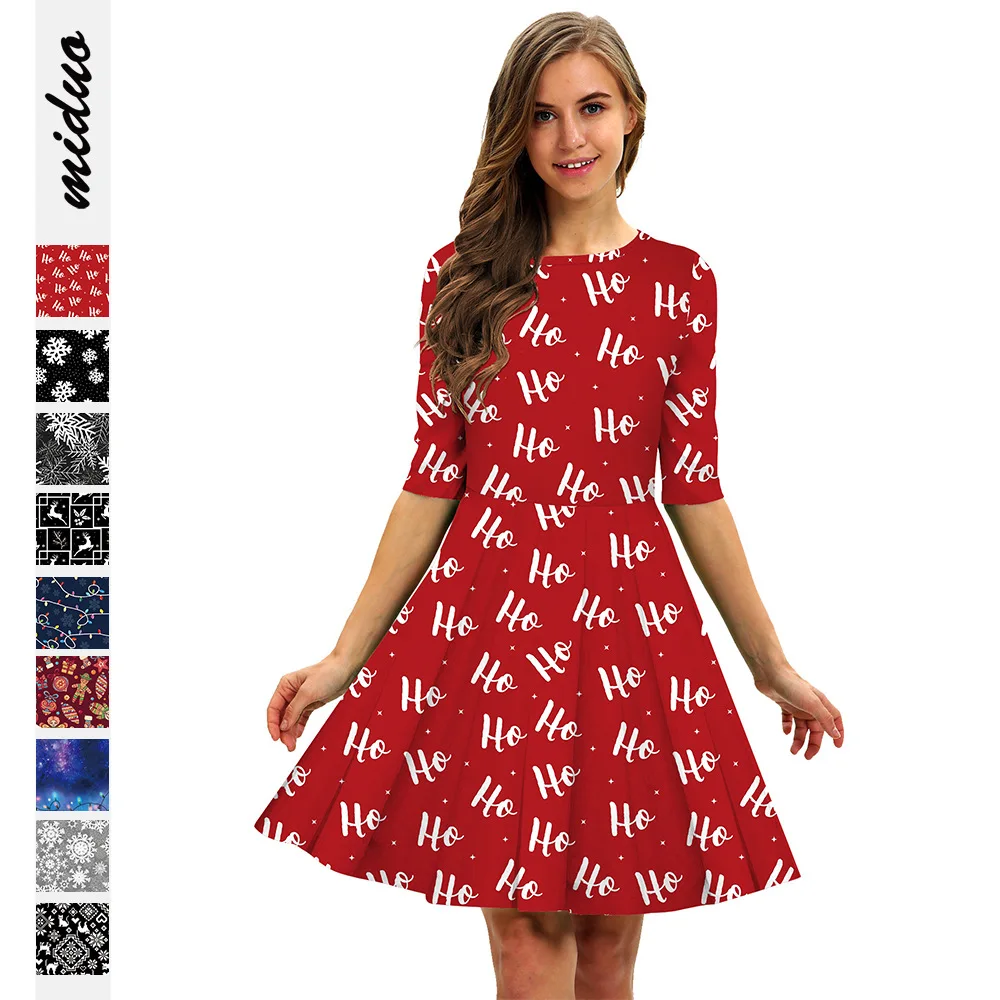 Hot Christmas Theme Clothing Digital Print Holiday Dresses O-Neck A-line Casual Winter Streetwear Women Dress Santa Rudolf Snow
Hot Christmas Theme Clothing Digital Print Holiday Dresses O-Neck A-line Casual Winter Streetwear Women Dress Santa Rudolf Snow