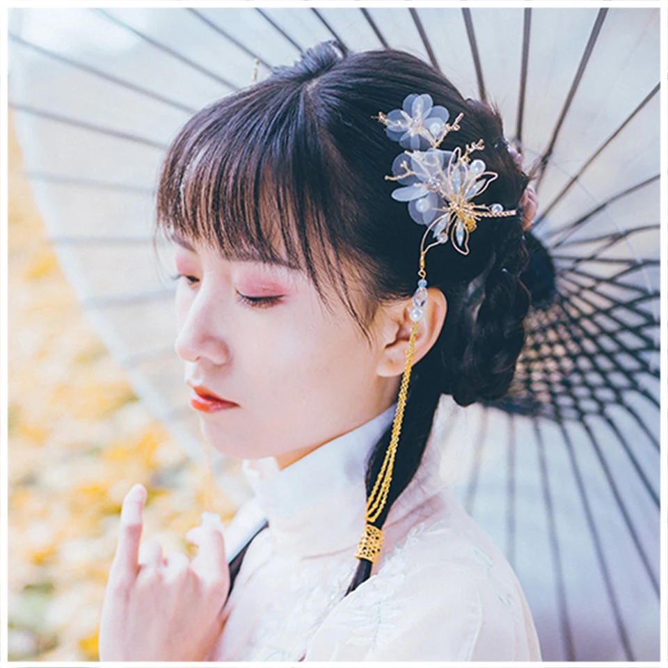 Hanfu простой стиль для женщин/детей костюмов кисточки супер Феи принцессы шпилька