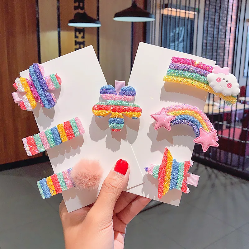 3-5pcs/set Cute Rainbow Duckbill Hair Clips Hair Accessories For Girls Children Sweet Hairpins Barrette Clouds Flower Stars
3-5pcs/set Cute Rainbow Duckbill Hair Clips Hair Accessories For Girls Children Sweet Hairpins Barrette Clouds Flower Stars
