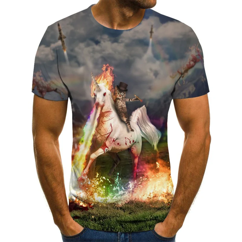 3D animal print T-shirt men's summer short-sleeved top funny horse print 3D T-shirt men's casual top
3D animal print T-shirt men's summer short-sleeved top funny horse print 3D T-shirt men's casual top