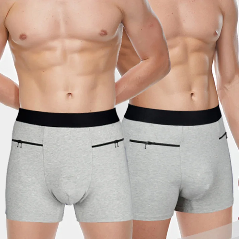 

2 Packs Men's Boxer Briefs Secret Hidden Pocket Travel Underwear With Secret Front Stash Pocket Panties S-xxl Valentine's Gift