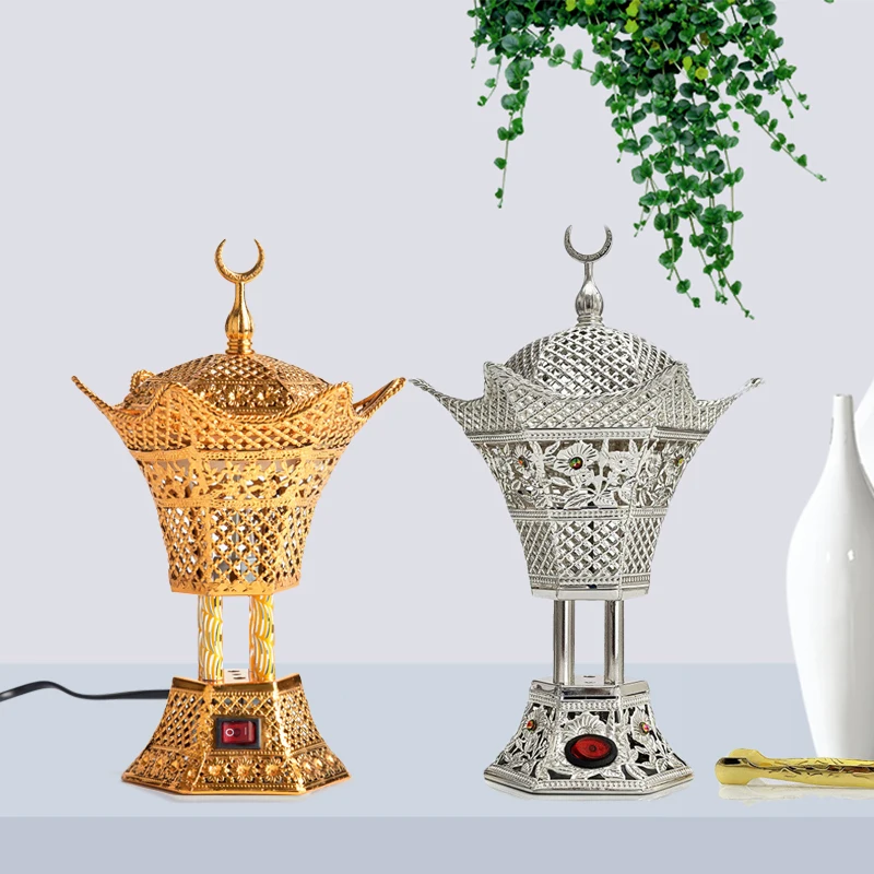 Arab Metal Aroma Stove Luxury Electric Incense Burner Golden Room Fragrance Aroma Diffser Aroma Incense Holder Eid-ul-fitr Gifts
Arab Metal Aroma Stove Luxury Electric Incense Burner Golden Room Fragrance Aroma Diffser Aroma Incense Holder Eid-ul-fitr Gifts