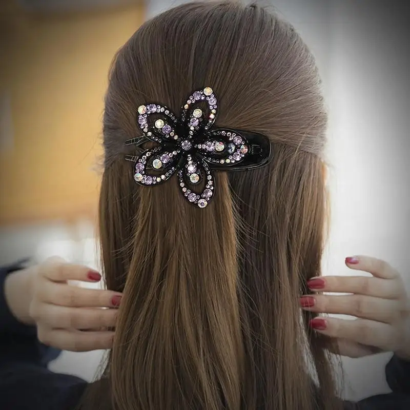 Women's Crystal Hair Clips Slide Flower Hairpin Pins Grips Comb Accessories Hair R6P9