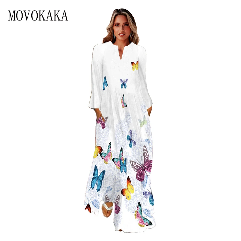 MOVOKAKA Spring Autumn White Dress Long Sleeve Loose Holiday Casual 3D Butterfly Print Long Dresses Woman Elegant Dresses Party
MOVOKAKA Spring Autumn White Dress Long Sleeve Loose Holiday Casual 3D Butterfly Print Long Dresses Woman Elegant Dresses Party
