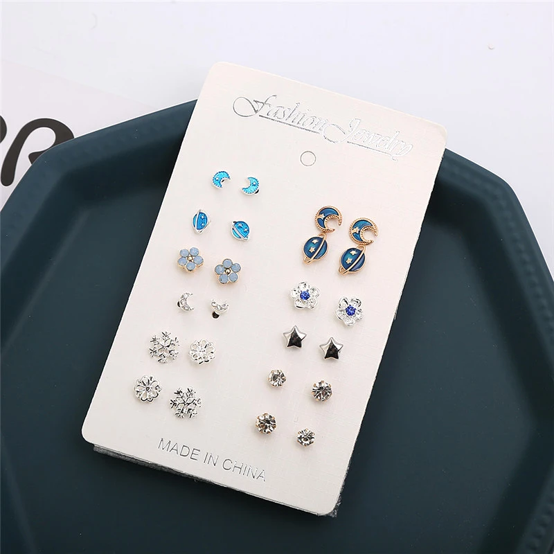 Women Retro Colorful Fashion Ear Stud Earrings 12 Pairs/Set Ear Stud 2020 Stars Moon Universe Simple Crystal Earrings
Women Retro Colorful Fashion Ear Stud Earrings 12 Pairs/Set Ear Stud 2020 Stars Moon Universe Simple Crystal Earrings