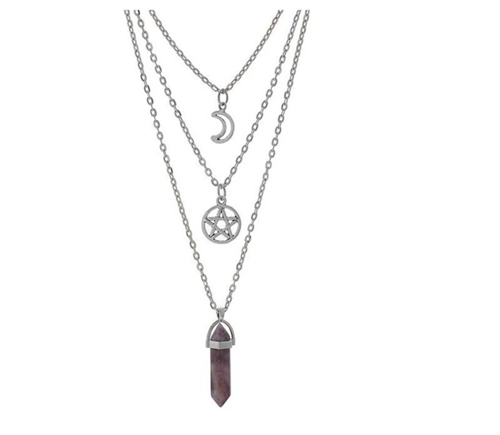 Moon Pentagram Necklace Pentacle Crystal Chakra Necklace Charm Pendant Multi Layered Alloy Chain Choker Necklaces Set Gothic
Moon Pentagram Necklace Pentacle Crystal Chakra Necklace Charm Pendant Multi Layered Alloy Chain Choker Necklaces Set Gothic