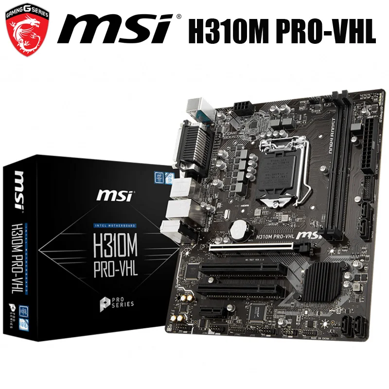 Новая оригинальная материнская плата MSI H310M PRO-VHL LGA 1151 HDMI DVI VGA DDR4 десктопная