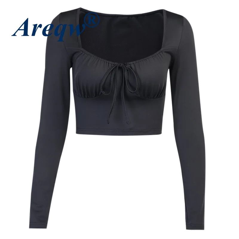 Spring and Autumn 2021 New Women's Bow Tie Strap Short Square Neck Long Sleeve T-shirt Top Women
Spring and Autumn 2021 New Women's Bow Tie Strap Short Square Neck Long Sleeve T-shirt Top Women