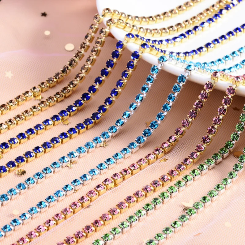 All colours 10Yards DIY Rhinestone Chain Dense Gold bottom sewing Rhinestones for clothing Art Decoration
All colours 10Yards DIY Rhinestone Chain Dense Gold bottom sewing Rhinestones for clothing Art Decoration