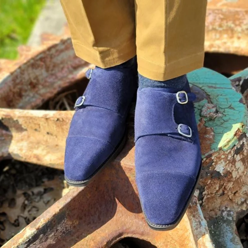 2021 New Men Fashion Casual Business Banquet Dress Shoes Handmade Blue Suede Classic Double Buckle Comfortable Monk Shoes HL775
2021 New Men Fashion Casual Business Banquet Dress Shoes Handmade Blue Suede Classic Double Buckle Comfortable Monk Shoes HL775