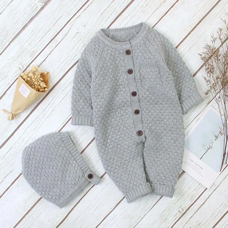 Baby Knitted Rompers Clothes with Hat Infant Long Sleeve Warm Sweater Jumpsuits For Baby 
Baby Knitted Rompers Clothes with Hat Infant Long Sleeve Warm Sweater Jumpsuits For Baby