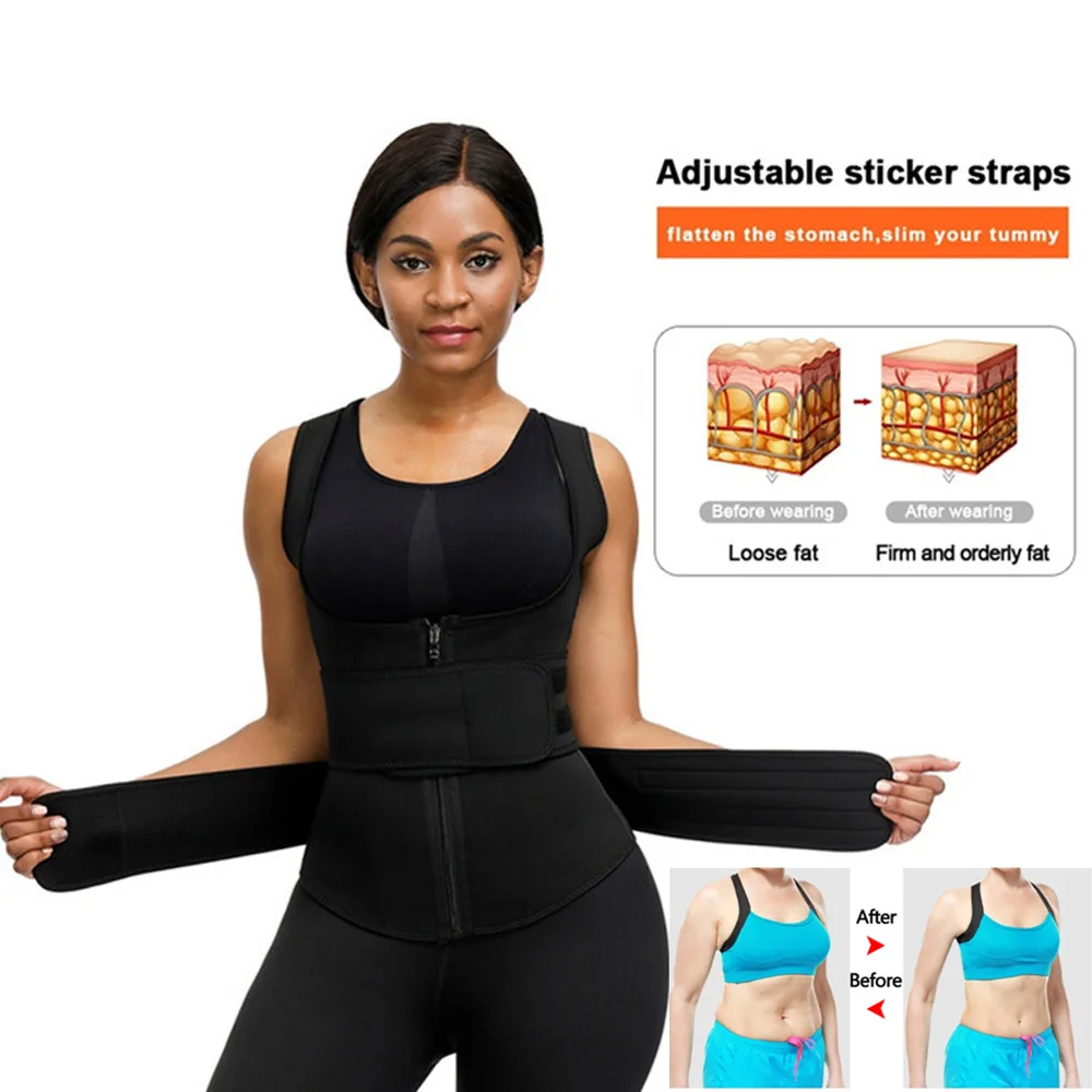 

Women Neoprene Zipper Waist Trainer Vest Shapewear Body Shaper Slimming Workout Thermal Muscle Underwear Shapers Fajas Top