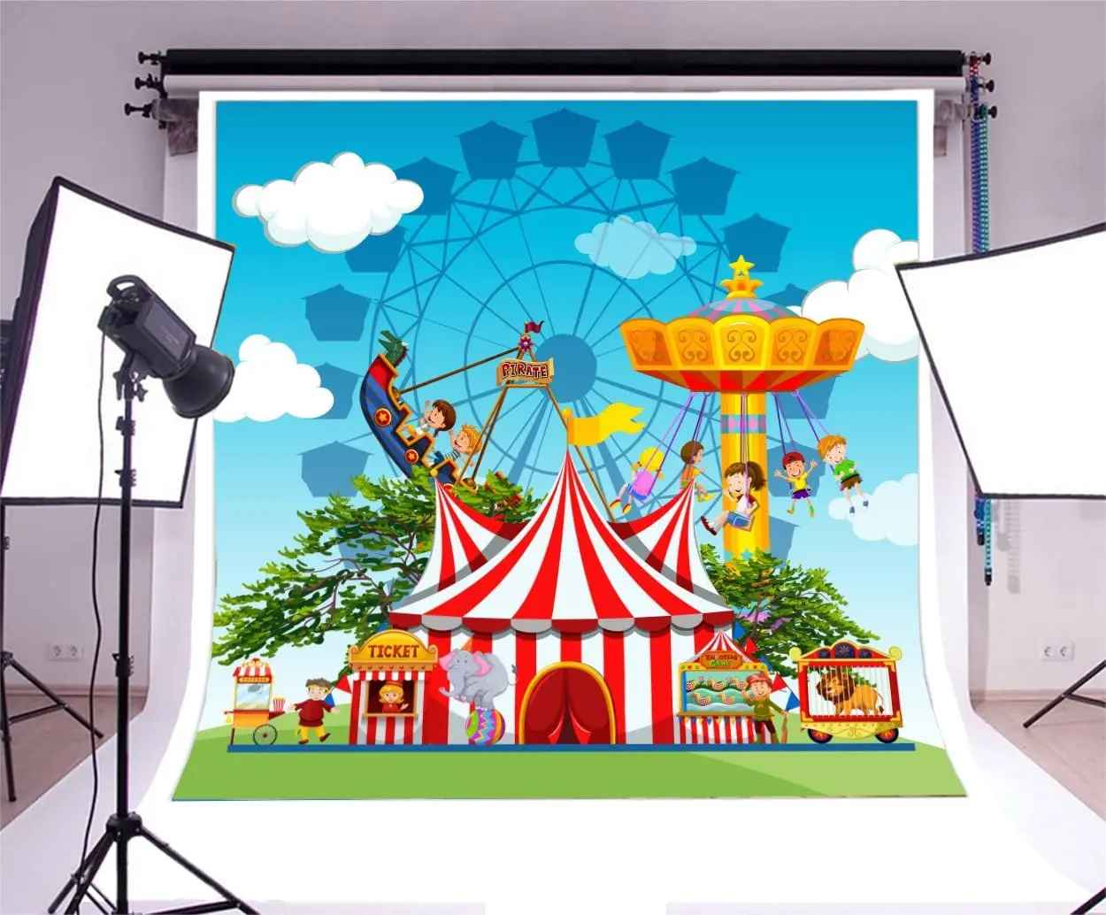 Circus Photo Photography Backdrops Vinyl Playground Park Ferris Wheel Pirate Boat Background Baby Boys Newborn Birthday Party
Circus Photo Photography Backdrops Vinyl Playground Park Ferris Wheel Pirate Boat Background Baby Boys Newborn Birthday Party