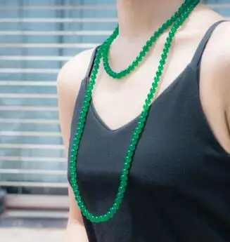 8mm green stone round beads 140cm long necklace sweater chain handmade fashion jewelry
8mm green stone round beads 140cm long necklace sweater chain handmade fashion jewelry