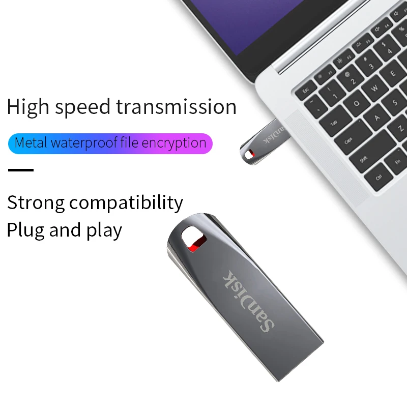 SanDisk Metal CZ71 USB флэш-накопитель 64 ГБ 32 16 8 2 0 Pendirve оригинальная флеш-память Флешка usb