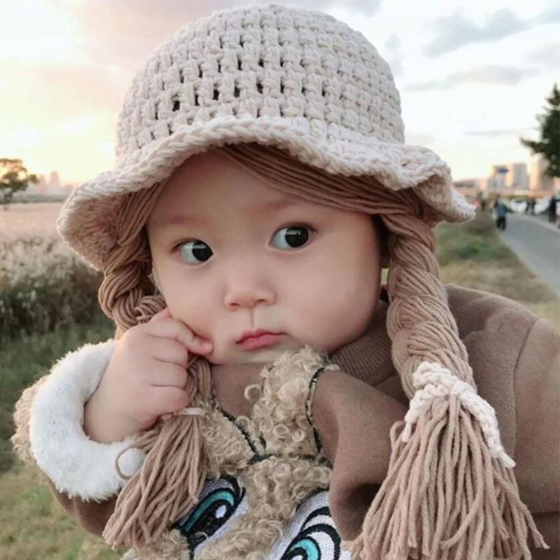 Winter Soft Warm Baby Children Knitted Hat Cute Wig Big Braid Kids Girls Boys Clothes Princess Hat Birthday Christmas 48-52cm
Winter Soft Warm Baby Children Knitted Hat Cute Wig Big Braid Kids Girls Boys Clothes Princess Hat Birthday Christmas 48-52cm