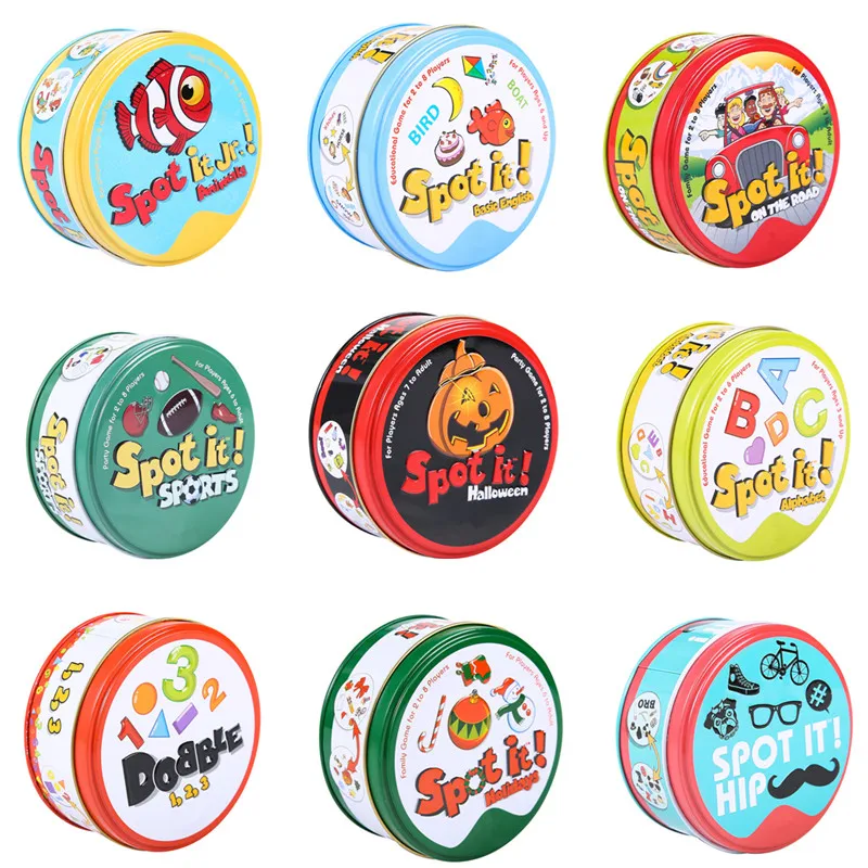 83mm Dobble kid yellow box Spot It game card Basic English Version on Road Holidays dobble Game
83mm Dobble kid yellow box Spot It game card Basic English Version on Road Holidays dobble Game