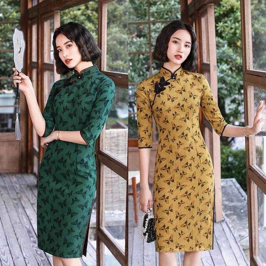 Традиционное китайское платье-Ципао, облегающее пикантное элегантное вечернее платье с принтом бабочки и коротким рукавом, женское праздн...
Традиционное китайское платье-Ципао, облегающее пикантное элегантное вечернее платье с принтом бабочки и коротким рукавом, женское праздн...