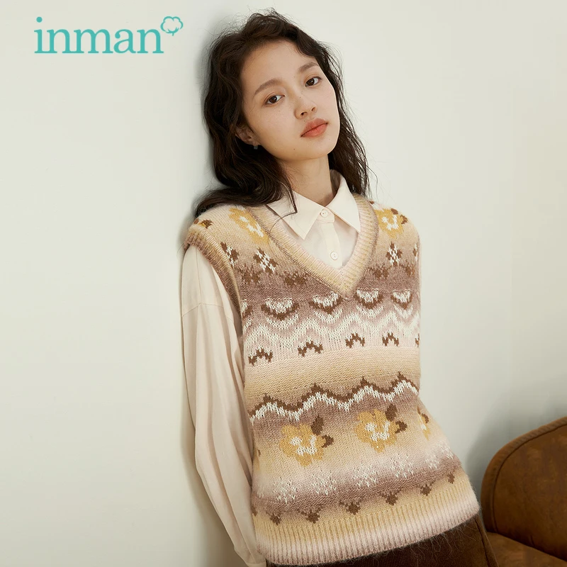 INMAN Autumn Winter Women's Vest Pullover Vintage Elegant Style Top V-Neck Jacquard Knitted Casual Sleeveless Sweater
INMAN Autumn Winter Women's Vest Pullover Vintage Elegant Style Top V-Neck Jacquard Knitted Casual Sleeveless Sweater