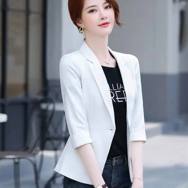 Summer women's white suit coat 2021 fashion leisure women's Short Sleeve office Jacket seven sleeve Button coat Plus Size 4XL
Summer women's white suit coat 2021 fashion leisure women's Short Sleeve office Jacket seven sleeve Button coat Plus Size 4XL