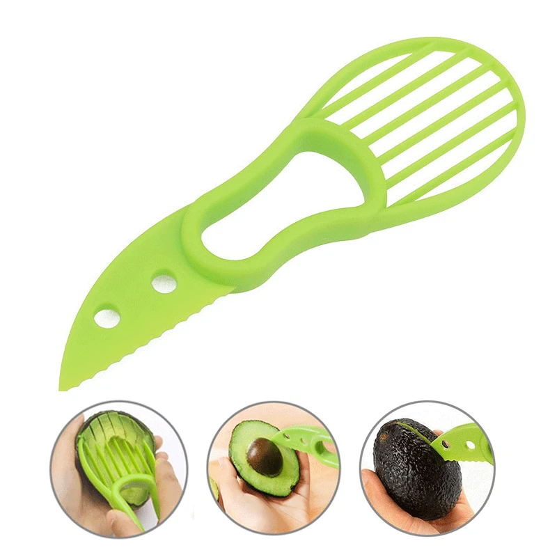 

3 In 1 Avocado Slicer Corer Butter Fruit Peeler Cutter Pulp Remover Plastic Knife Kitchen Vegetable Pitter Tools Kitchen Gadgets