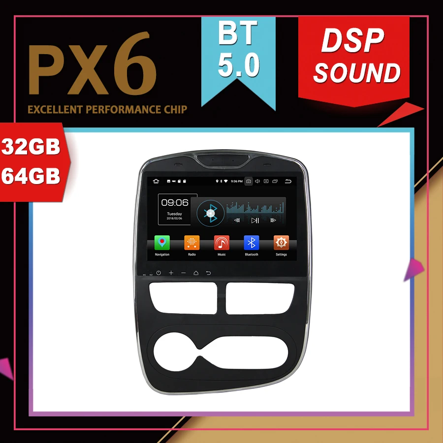 Автомобильная Мультимедийная система PX6 на Android 9 0 с GPS для Renault Clio 2016 цифровая DSP