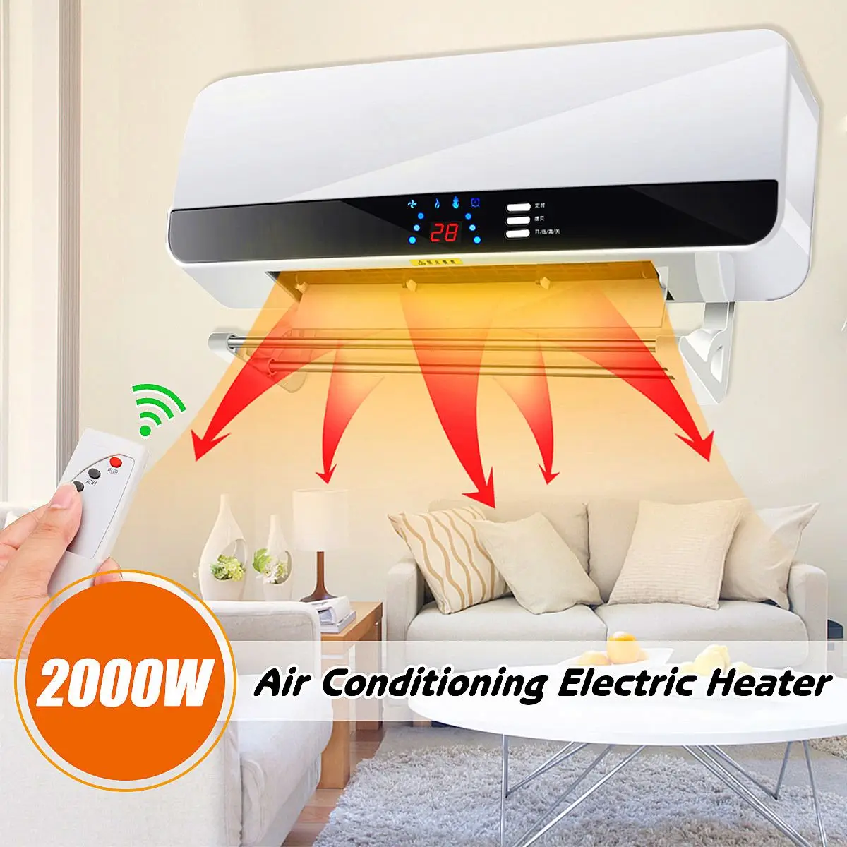 LED Display Wall Mounted Air Conditioner Electric Heater Fan Household PTC Remote Control Timer Waterproof 3 Gear Warmer 220V
LED Display Wall Mounted Air Conditioner Electric Heater Fan Household PTC Remote Control Timer Waterproof 3 Gear Warmer 220V