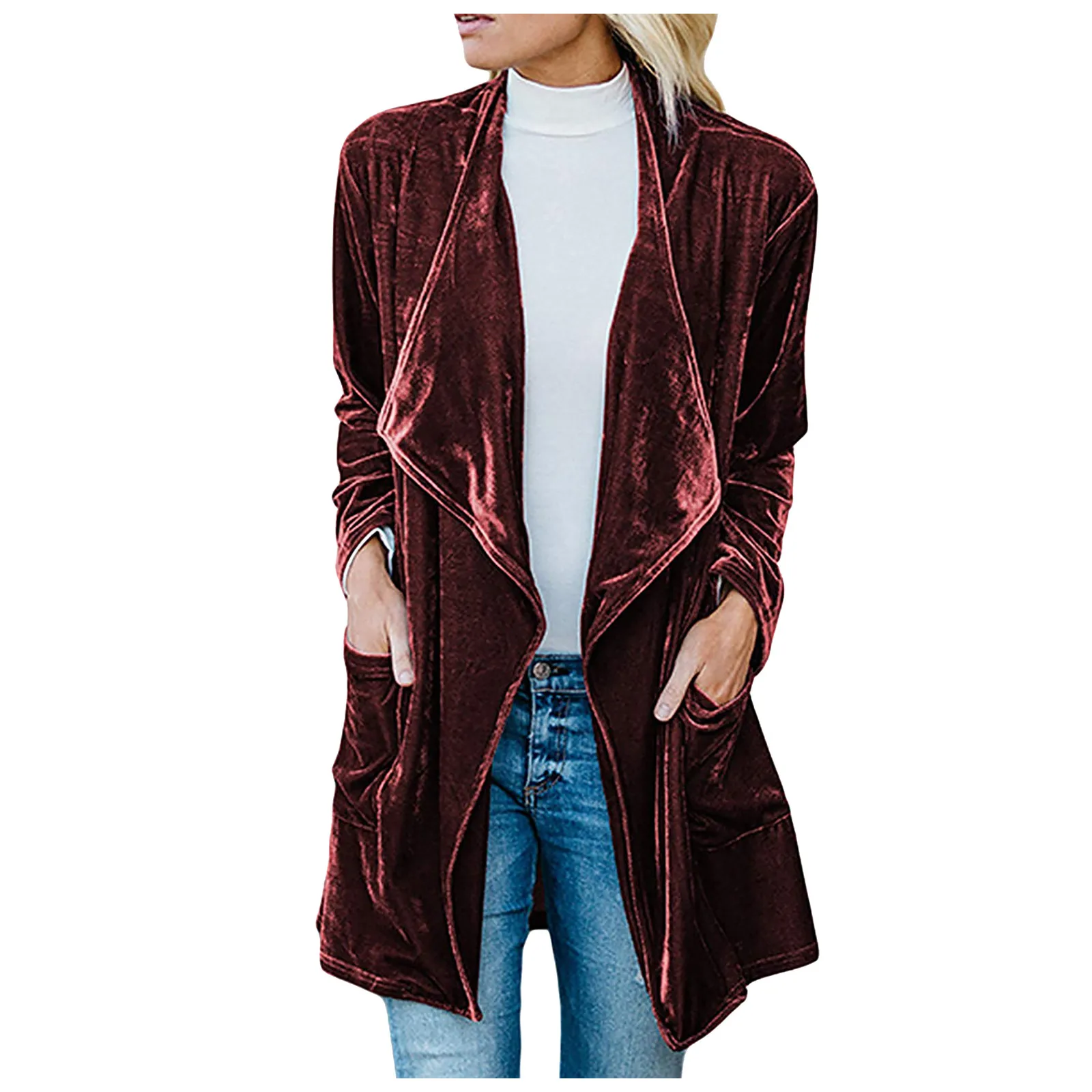 Women's Fashion Autumn Winter Cardigan Jacket Solid Colors Gold Velvet Mid-Length Windbreaker Coat Outerwear Chaqueta Mujer#g3
Women's Fashion Autumn Winter Cardigan Jacket Solid Colors Gold Velvet Mid-Length Windbreaker Coat Outerwear Chaqueta Mujer#g3