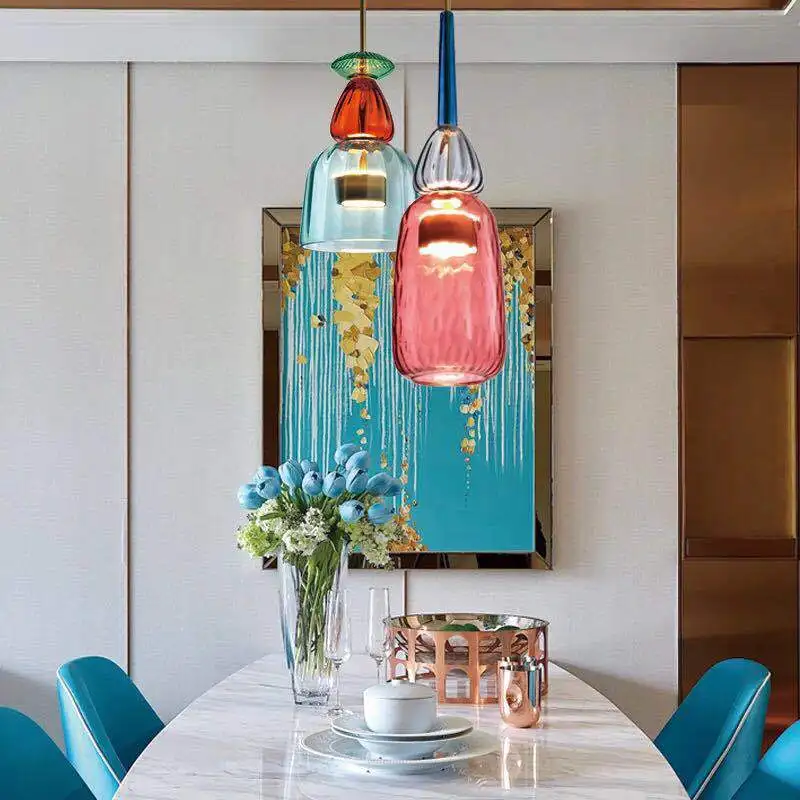 Nordic Color Glass LED Pendant Lights Loft Kitchen Restaurant Pendant Lamp Retro Luster Indoor Lighting Hanging Lamp Luminaire
Nordic Color Glass LED Pendant Lights Loft Kitchen Restaurant Pendant Lamp Retro Luster Indoor Lighting Hanging Lamp Luminaire