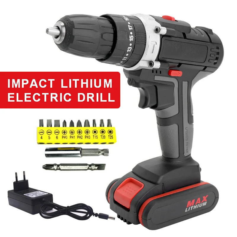 3/8" Electric Drill With Battery Screwdriver Bit 25V Rechargable Household Cordless Impact Drill Set Electrical Power Tool
3/8" Electric Drill With Battery Screwdriver Bit 25V Rechargable Household Cordless Impact Drill Set Electrical Power Tool