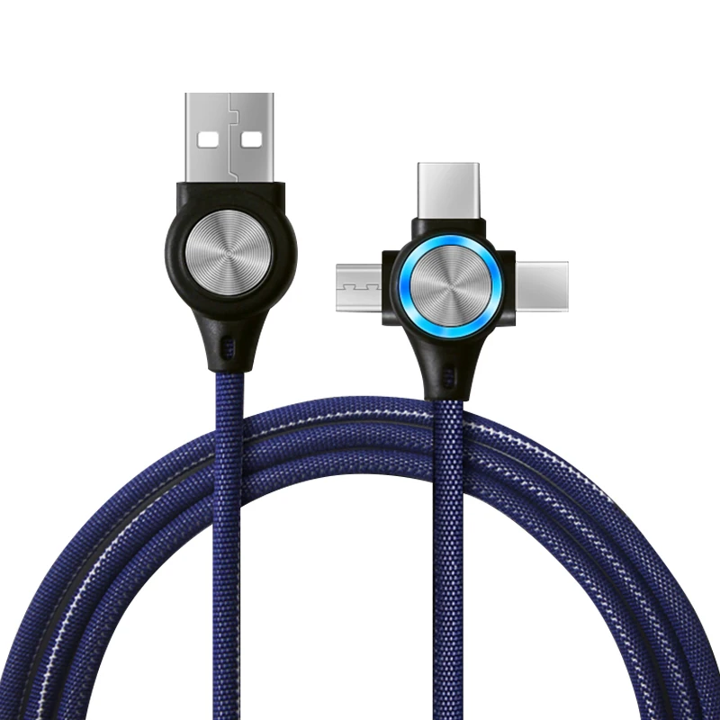 ! USB-кабель ACCEZZ 3 в 1 8-контактный со светодиодной подсветкой для iPhone X 8 7 XS MAX Micro USB