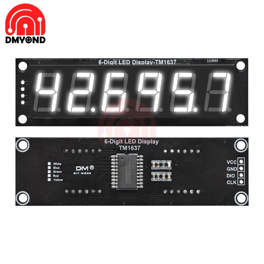 TM1637 6 Bits Digital LED Display Module For arduino 7 Segments 0.56 Inch Clock White Anode Tube Four Serial Driver Board Pack
TM1637 6 Bits Digital LED Display Module For arduino 7 Segments 0.56 Inch Clock White Anode Tube Four Serial Driver Board Pack