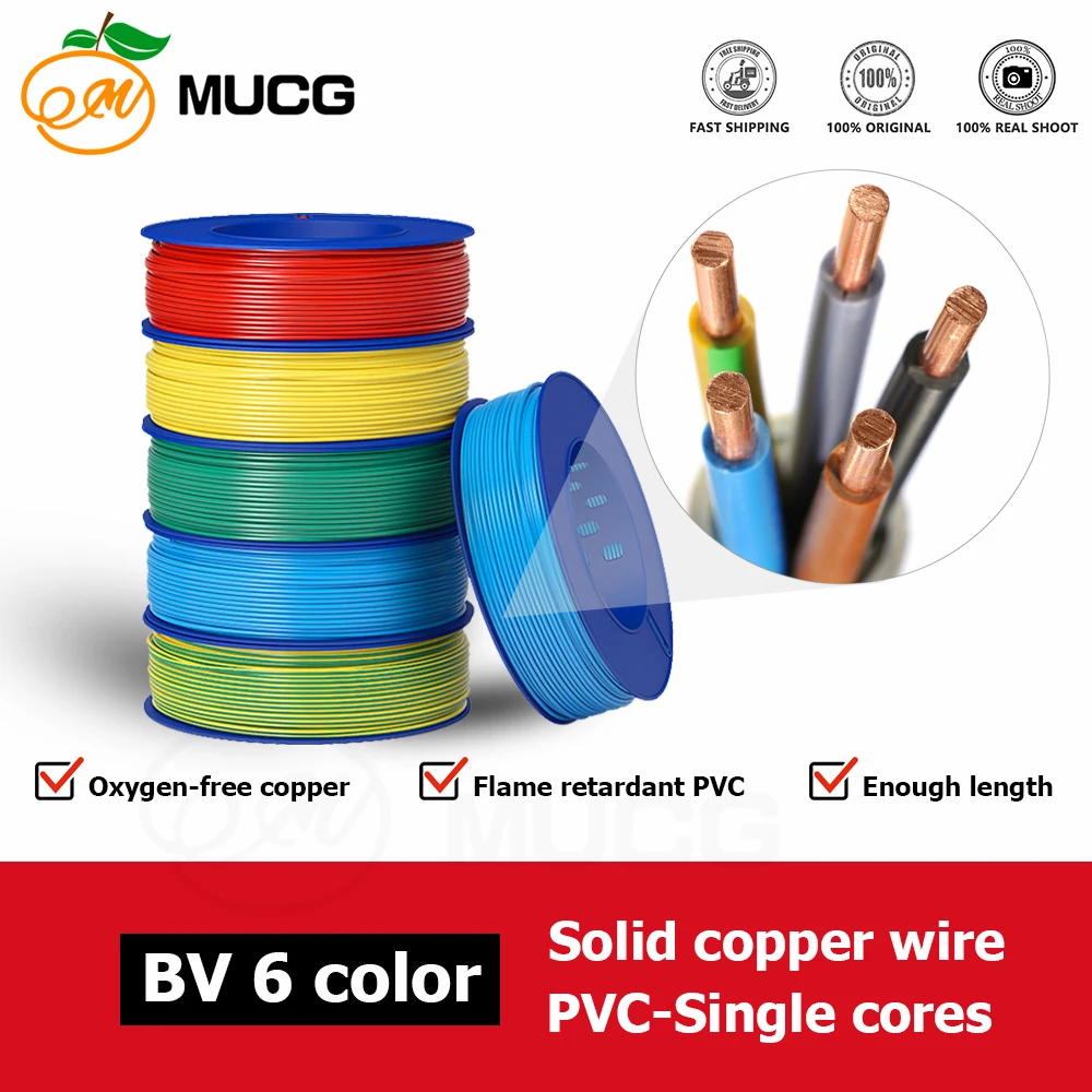 

Solid Copper wire code Electrica Cable red 10 12 14 16 18 awg Wires 14awg 16awg 18awg Electrical awge PVC Single core 220V 380V