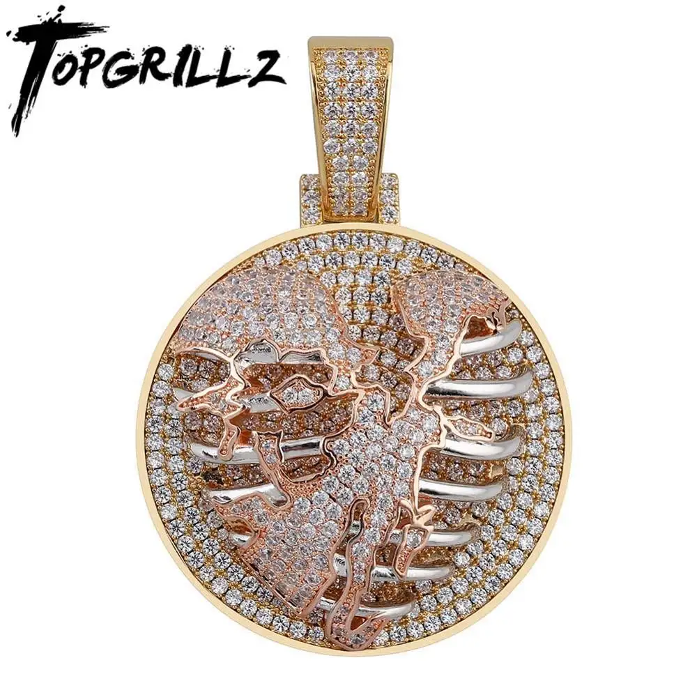 

TOPGRILLZ ожерелье с подвеской в виде скелета и сердца с теннисной цепью золотого цвета высокого качества в стиле хип-хоп модные очаровательные ...