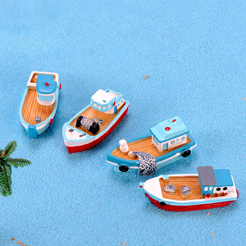 

Boat Yacht Mediterranean Sea Model Figurine Aquarium Ornament Craft Decor Miniature Home Fairy Garden Decoration DIY Accessories