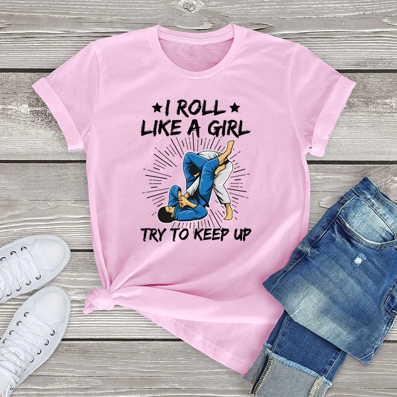 100% хлопковая футболка женская одежда топы унисекс I Roll Like A Girl попробуйте надеть