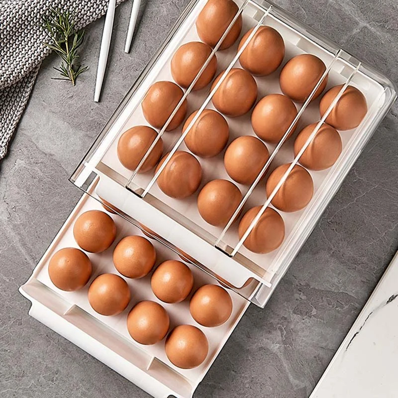 32 Grid Egg Storage Double-Layer Drawer Type Egg Box for Fridge Egg Container Shelf Saving Kitchen Egg Storage Box 
32 Grid Egg Storage Double-Layer Drawer Type Egg Box for Fridge Egg Container Shelf Saving Kitchen Egg Storage Box