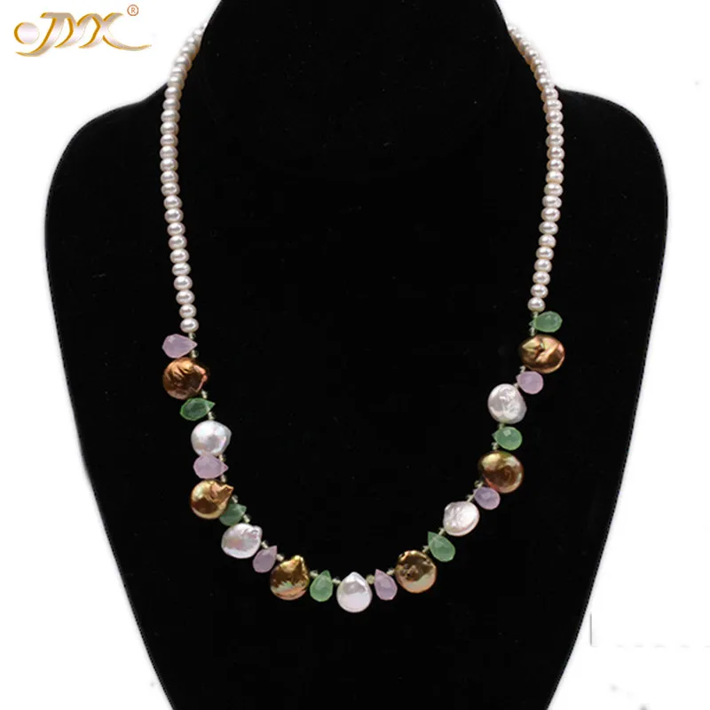 JYX 2020 Classic Style Natural Baroque Pink Quartz Necklace with 5-6mm pearls choker elegant women 18"
JYX 2020 Classic Style Natural Baroque Pink Quartz Necklace with 5-6mm pearls choker elegant women 18"