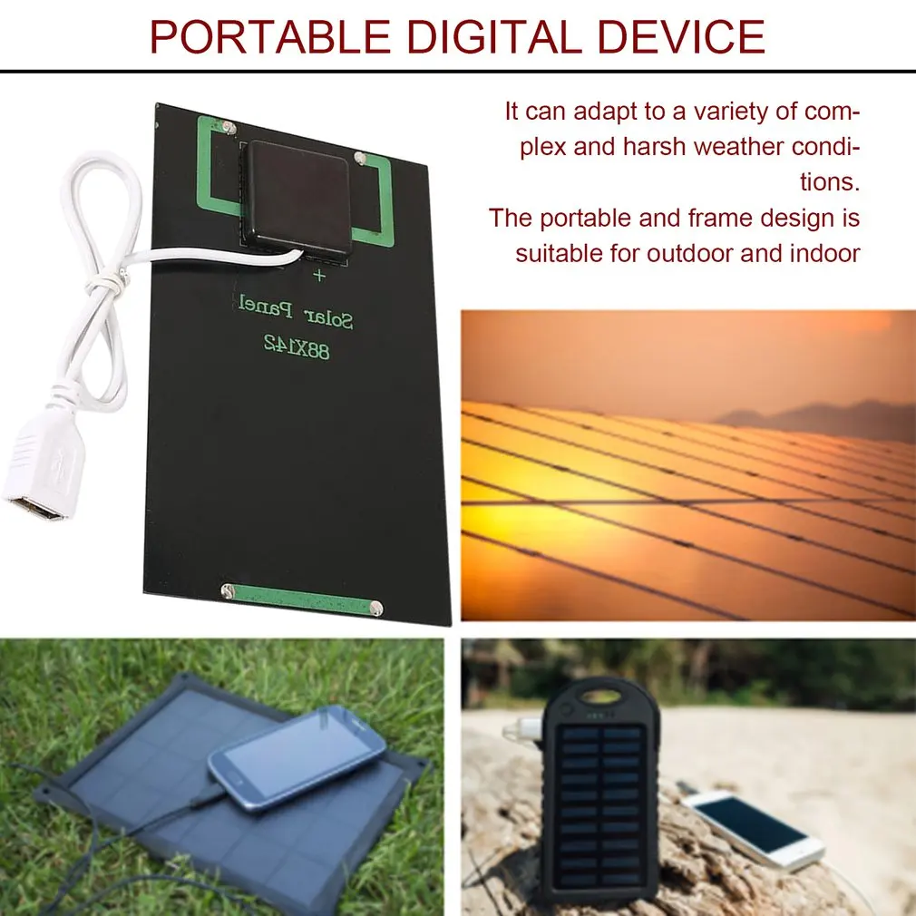 5W 5V Solar Panel Battery Charger DIY Module with USB Port Portable Outdoor Charging Board for Mobile Phones | Электроника