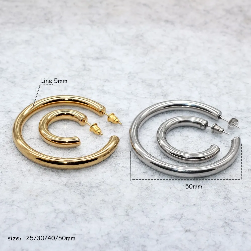 Gold/Steel Color Big Circle Women Hoop Earrings Line 5MM Exaggerated Hoop Ear Loop Smooth Ring Earring Stainless Steel Jewelry
Gold/Steel Color Big Circle Women Hoop Earrings Line 5MM Exaggerated Hoop Ear Loop Smooth Ring Earring Stainless Steel Jewelry