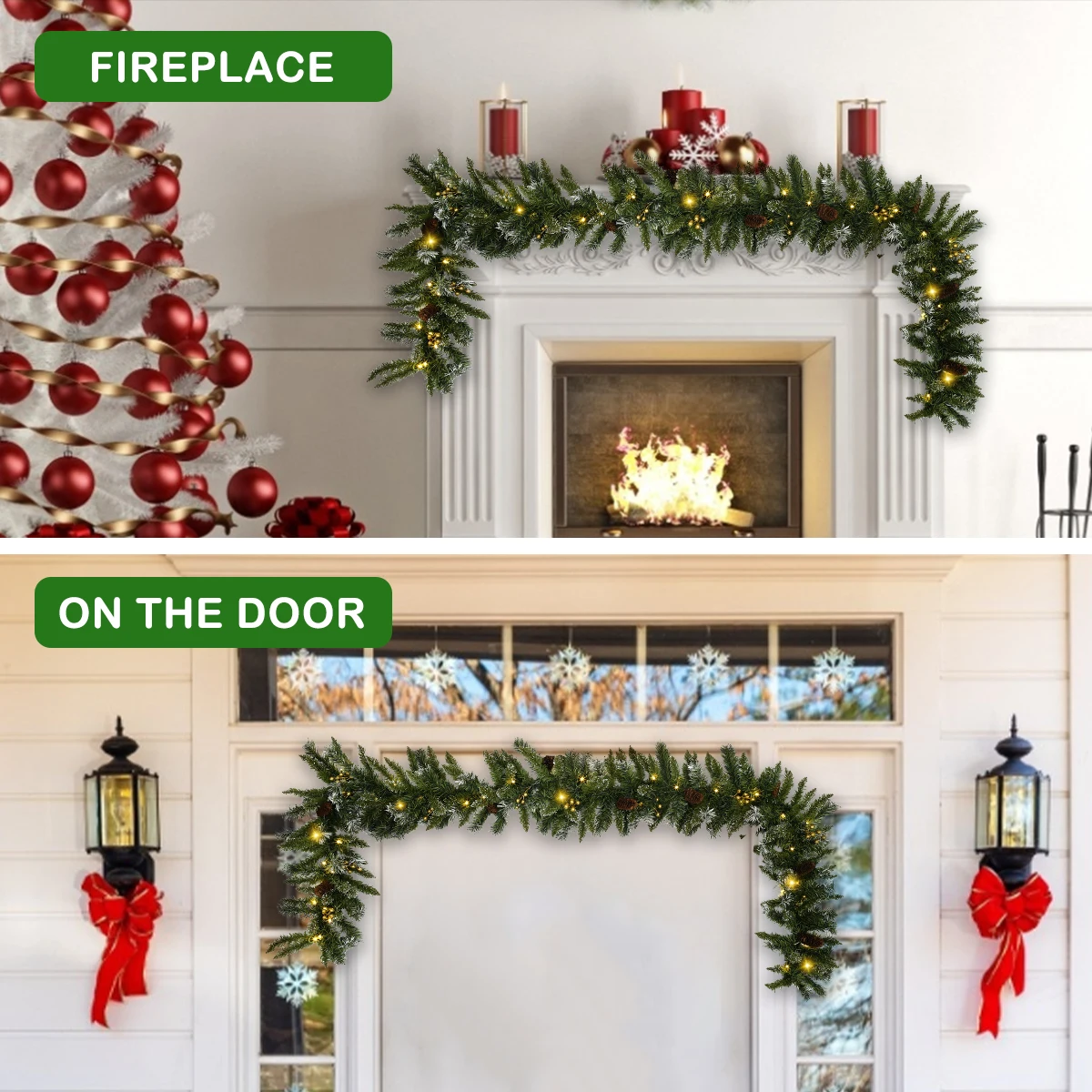 Рождественская гирлянда с 50 светодиодный ными лампочками, настенный Рождественский венок с ягодами, снег, плотная Рождественская гирлянда,... 
Рождественская гирлянда с 50 светодиодный ными лампочками, настенный Рождественский венок с ягодами, снег, плотная Рождественская гирлянда,...