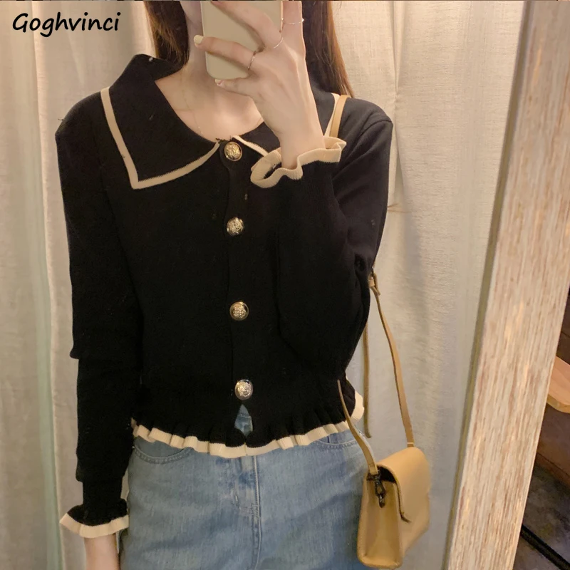 Кардиган женский облегающий, короткий вязаный свитер с оборками и отложным воротником, Элегантная универсальная уличная одежда в стиле рет...
Кардиган женский облегающий, короткий вязаный свитер с оборками и отложным воротником, Элегантная универсальная уличная одежда в стиле рет...