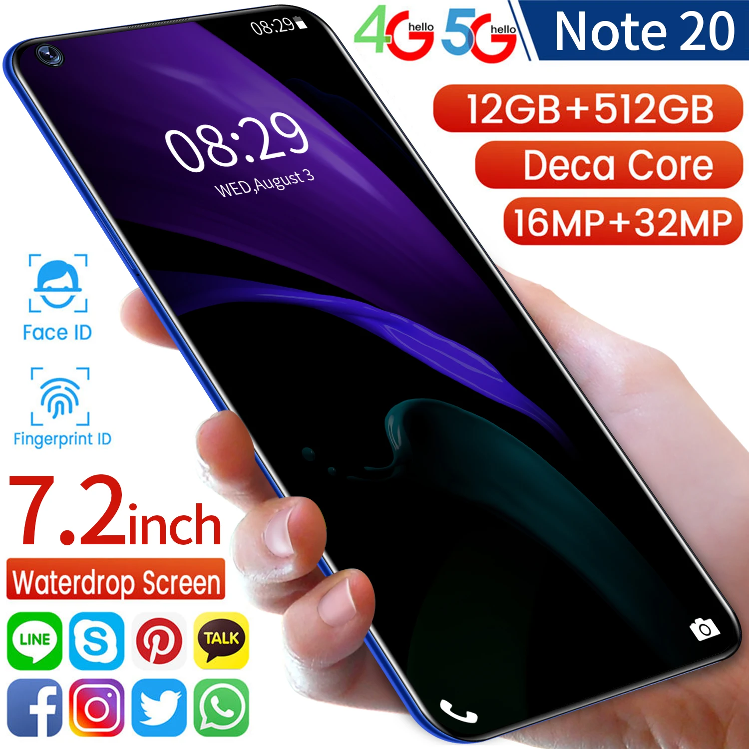 Note 20 Smartphone Globale Version 7.2 Inch Entsperren Really 5G Android 10 16+32MP 12GB+512GB Celulares desbloqueado Cell Phone
Note 20 Smartphone Globale Version 7.2 Inch Entsperren Really 5G Android 10 16+32MP 12GB+512GB Celulares desbloqueado Cell Phone