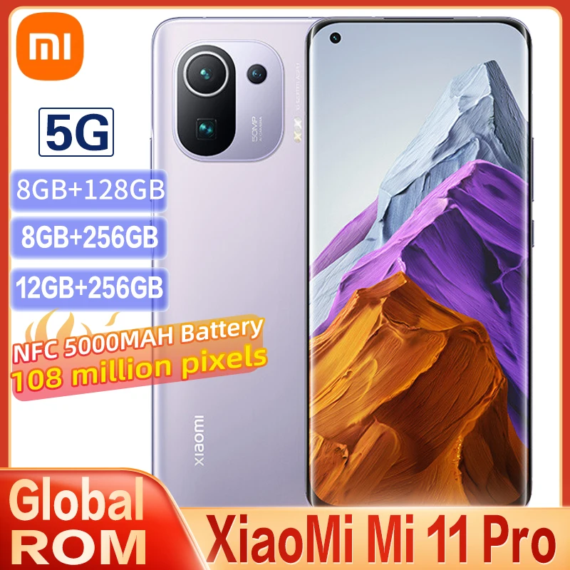

Смартфон Xiaomi Mi 11 Pro с глобальной прошивкой, 5G дюйма, NFC, 128 ГБ/256 ГБ, Snapdragon 888, камера 50 МП, AMOLED изогнутый экран 120 Гц, 67 Вт, быстрая зарядка