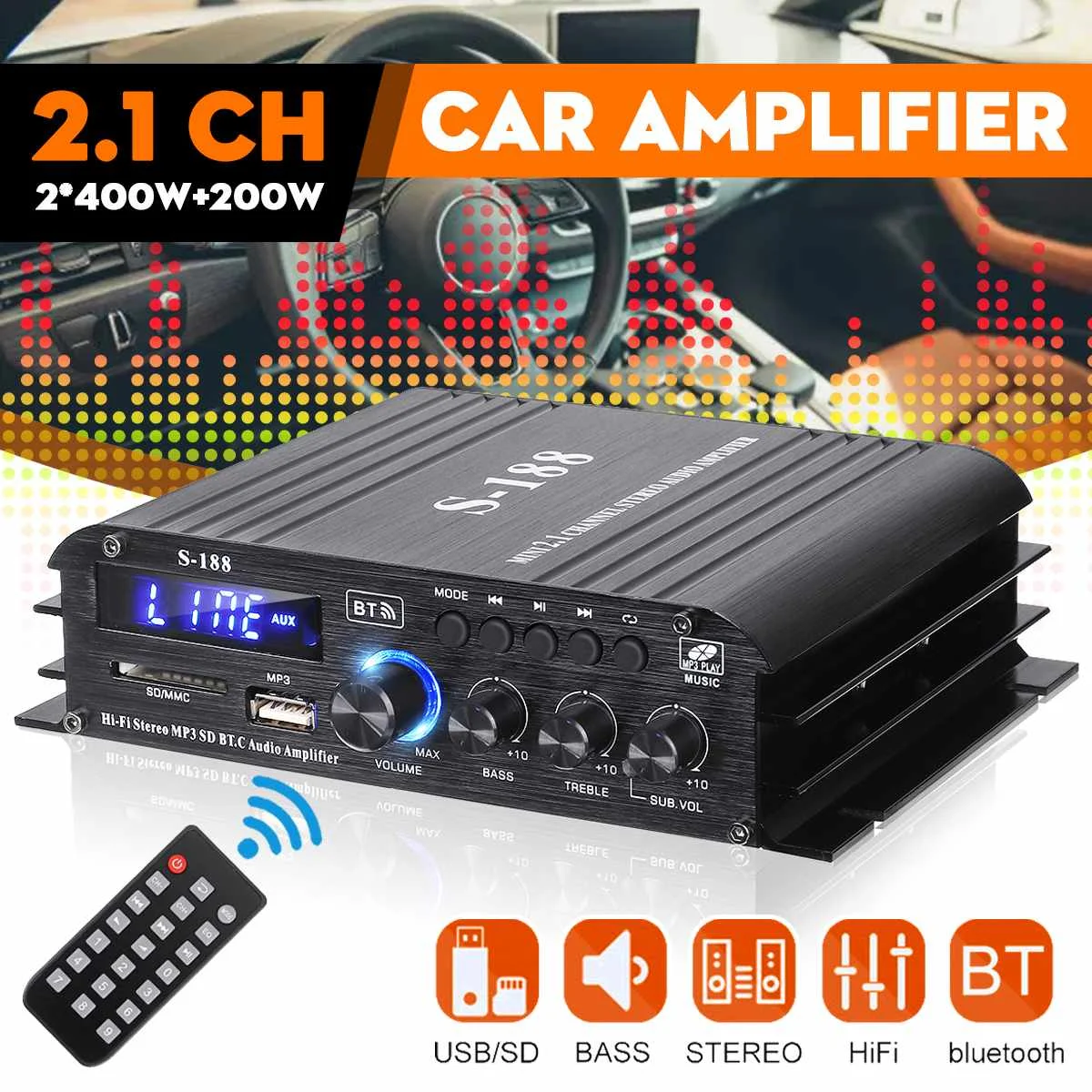 S188 1000 Вт 2,1 канальный HiFi усилитель мощности стерео 12 В 110-240 в домашнее автомобильное аудио цифровой усилитель звука бас музыкальный плеер USB/...
S188 1000 Вт 2,1 канальный HiFi усилитель мощности стерео 12 В 110-240 в домашнее автомобильное аудио цифровой усилитель звука бас музыкальный плеер USB/...