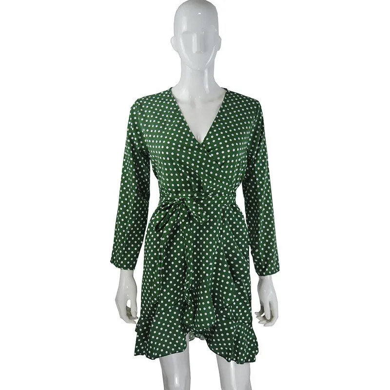 LEOSOXS Fashion Sexy Deep V Neck Polka Dot Long Sleeve Women's Mini Dress Spring Autumn Casual Vintage Irregular Ruffle Dresses 
LEOSOXS Fashion Sexy Deep V Neck Polka Dot Long Sleeve Women's Mini Dress Spring Autumn Casual Vintage Irregular Ruffle Dresses