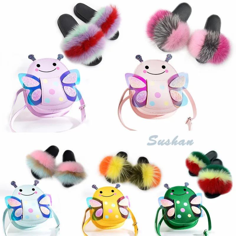 Children's Fox Fur Slippers Girl's Fluffy Sandals Kids Furry Slides Baby House Shoes Non-Slip Flip Flops Cute Shoulder Bags Sets
Children's Fox Fur Slippers Girl's Fluffy Sandals Kids Furry Slides Baby House Shoes Non-Slip Flip Flops Cute Shoulder Bags Sets