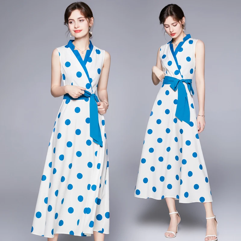 Simgent Blue Dot Dresses Summer Women Sleeveless V-Neck Print Elegant Long Dresses Vestidos Femme Robe Dames Jurken SG15197
Simgent Blue Dot Dresses Summer Women Sleeveless V-Neck Print Elegant Long Dresses Vestidos Femme Robe Dames Jurken SG15197