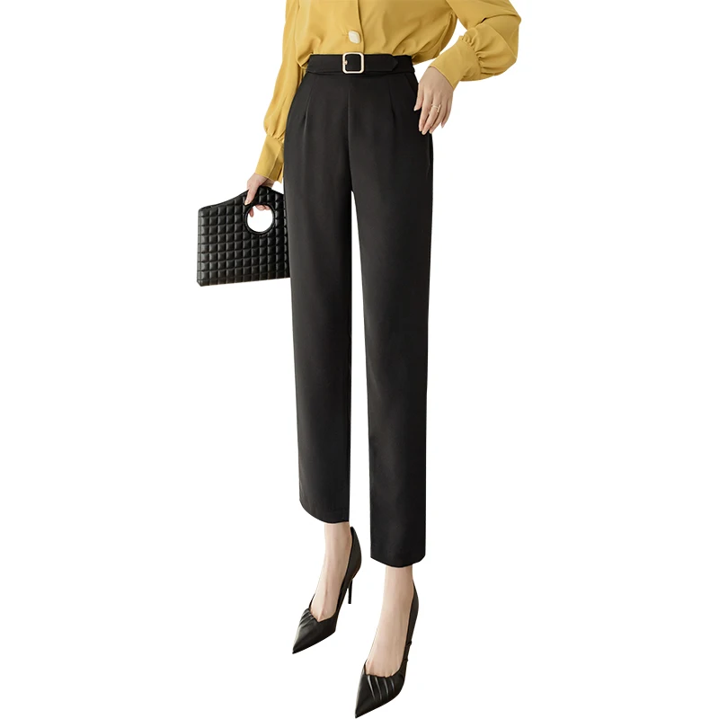 2021 Women Summer New Elegant Office Lady Solid High Waist Harem Pants Female Fashion Straight Pocket Ankle-length Pants
2021 Women Summer New Elegant Office Lady Solid High Waist Harem Pants Female Fashion Straight Pocket Ankle-length Pants